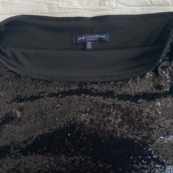 ONE LOVE CLOTHING LOS ANGELES Women’s Skirt Black Sequin Sparkle Pencil‎ Zip M - Picture 4 of 10